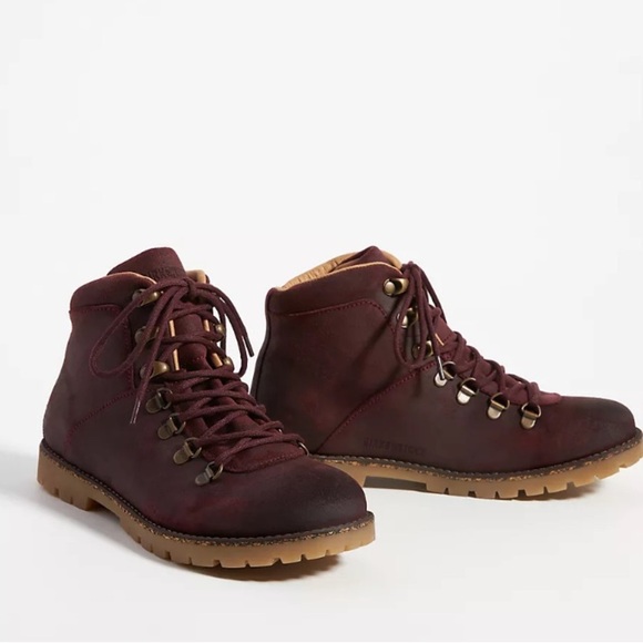 New! Birkenstock Jackson Lace-Up Boots burgundy red nwob - Picture 1 of 10